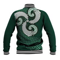 Six Celtic Countries Heritage Baseball Jacket Green Celtic Knot Triskelion - Wonder Print Shop