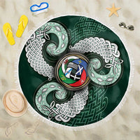 Six Celtic Countries Heritage Beach Blanket Green Celtic Knot Triskelion - Wonder Print Shop