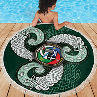 Six Celtic Countries Heritage Beach Blanket Green Celtic Knot Triskelion - Wonder Print Shop