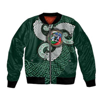 Six Celtic Countries Heritage Bomber Jacket Green Celtic Knot Triskelion - Wonder Print Shop