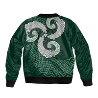 Six Celtic Countries Heritage Bomber Jacket Green Celtic Knot Triskelion - Wonder Print Shop