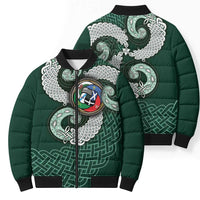 Six Celtic Countries Heritage Bomber Puffer Jacket Green Celtic Knot Triskelion - Wonder Print Shop