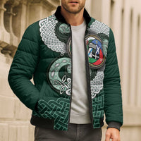 Six Celtic Countries Heritage Bomber Puffer Jacket Green Celtic Knot Triskelion - Wonder Print Shop
