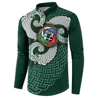 Six Celtic Countries Heritage Button Sweatshirt Green Celtic Knot Triskelion - Wonder Print Shop