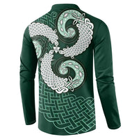 Six Celtic Countries Heritage Button Sweatshirt Green Celtic Knot Triskelion - Wonder Print Shop