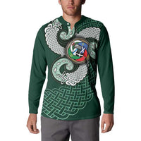 Six Celtic Countries Heritage Button Sweatshirt Green Celtic Knot Triskelion - Wonder Print Shop