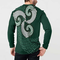 Six Celtic Countries Heritage Button Sweatshirt Green Celtic Knot Triskelion - Wonder Print Shop