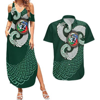Six Celtic Countries Heritage Couples Matching Summer Maxi Dress and Hawaiian Shirt Green Celtic Knot Triskelion - Wonder Print Shop