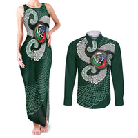 Six Celtic Countries Heritage Couples Matching Tank Maxi Dress and Long Sleeve Button Shirt Green Celtic Knot Triskelion - Wonder Print Shop