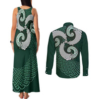 Six Celtic Countries Heritage Couples Matching Tank Maxi Dress and Long Sleeve Button Shirt Green Celtic Knot Triskelion - Wonder Print Shop