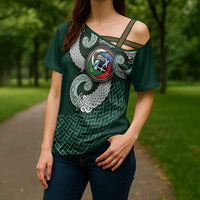 Six Celtic Countries Heritage Cross Shoulder Shirt Green Celtic Knot Triskelion - Wonder Print Shop