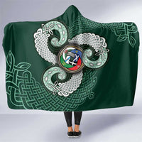 Six Celtic Countries Heritage Hooded Blanket Green Celtic Knot Triskelion - Wonder Print Shop