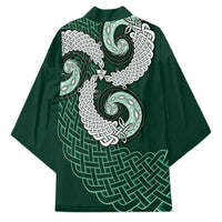 Six Celtic Countries Heritage Kimono Green Celtic Knot Triskelion - Wonder Print Shop