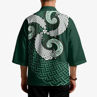Six Celtic Countries Heritage Kimono Green Celtic Knot Triskelion - Wonder Print Shop