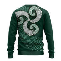 Six Celtic Countries Heritage Ugly Christmas Sweater Green Celtic Knot Triskelion - Wonder Print Shop