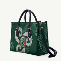 Six Celtic Countries Heritage Leather Bag Green Celtic Knot Triskelion - Wonder Print Shop