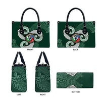 Six Celtic Countries Heritage Leather Bag Green Celtic Knot Triskelion - Wonder Print Shop