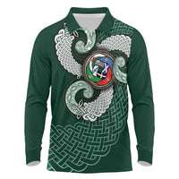 Six Celtic Countries Heritage Long Sleeve Polo Shirt Green Celtic Knot Triskelion - Wonder Print Shop