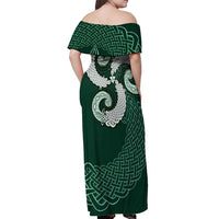 Six Celtic Countries Heritage Off Shoulder Maxi Dress Green Celtic Knot Triskelion - Wonder Print Shop