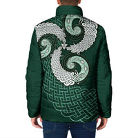 Six Celtic Countries Heritage Padded Jacket Green Celtic Knot Triskelion - Wonder Print Shop
