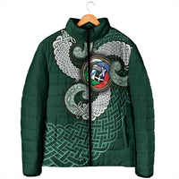 Six Celtic Countries Heritage Padded Jacket Green Celtic Knot Triskelion - Wonder Print Shop