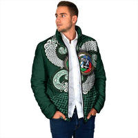 Six Celtic Countries Heritage Padded Jacket Green Celtic Knot Triskelion - Wonder Print Shop