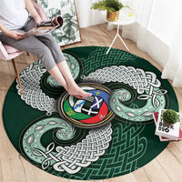 Six Celtic Countries Heritage Round Carpet Green Celtic Knot Triskelion - Wonder Print Shop