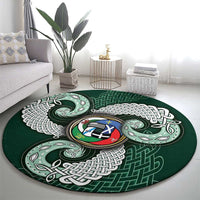 Six Celtic Countries Heritage Round Carpet Green Celtic Knot Triskelion - Wonder Print Shop