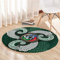 Six Celtic Countries Heritage Round Carpet Green Celtic Knot Triskelion - Wonder Print Shop