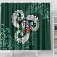 Six Celtic Countries Heritage Shower Curtain Green Celtic Knot Triskelion - Wonder Print Shop