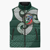 Six Celtic Countries Heritage Sleeveless Puffer Jacket Green Celtic Knot Triskelion - Wonder Print Shop