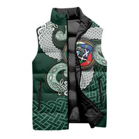 Six Celtic Countries Heritage Sleeveless Puffer Jacket Green Celtic Knot Triskelion - Wonder Print Shop