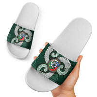 Six Celtic Countries Heritage Slide Sandals Green Celtic Knot Triskelion - Wonder Print Shop
