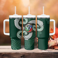 Six Celtic Countries Heritage Tumbler With Handle Green Celtic Knot Triskelion - Wonder Print Shop