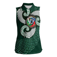 Six Celtic Countries Heritage Women Sleeveless Polo Shirt Green Celtic Knot Triskelion - Wonder Print Shop