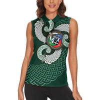 Six Celtic Countries Heritage Women Sleeveless Polo Shirt Green Celtic Knot Triskelion - Wonder Print Shop