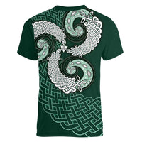 Six Celtic Countries Heritage Women V-Neck T-Shirt Green Celtic Knot Triskelion - Wonder Print Shop