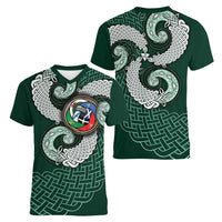 Six Celtic Countries Heritage Women V-Neck T-Shirt Green Celtic Knot Triskelion - Wonder Print Shop