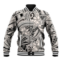 Polynesia Baseball Jacket Tribal Polynesian Spirit With Beige Pacific Flowers LT9 - Wonder Print Shop