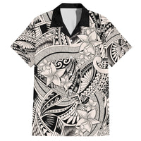 Polynesia Family Matching Short Sleeve Bodycon Dress and Hawaiian Shirt Tribal Polynesian Spirit With Beige Pacific Flowers - Wonder Print Shop