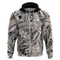 Polynesia Hoodie Tribal Polynesian Spirit With Beige Pacific Flowers - Wonder Print Shop