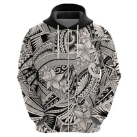Polynesia Hoodie Tribal Polynesian Spirit With Beige Pacific Flowers - Wonder Print Shop