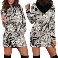 Polynesia Hoodie Dress Tribal Polynesian Spirit With Beige Pacific Flowers - Wonder Print Shop