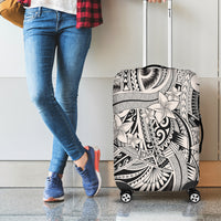 Polynesia Luggage Cover Tribal Polynesian Spirit With Beige Pacific Flowers - Wonder Print Shop