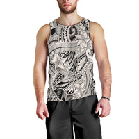 Polynesia Men Tank Top Tribal Polynesian Spirit With Beige Pacific Flowers - Wonder Print Shop