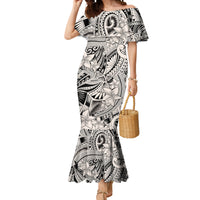 Polynesia Mermaid Dress Tribal Polynesian Spirit With Beige Pacific Flowers - Wonder Print Shop