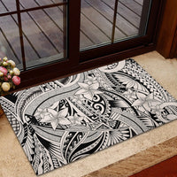 Polynesia Rubber Doormat Tribal Polynesian Spirit With Beige Pacific Flowers - Wonder Print Shop