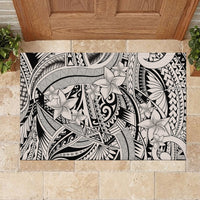 Polynesia Rubber Doormat Tribal Polynesian Spirit With Beige Pacific Flowers - Wonder Print Shop
