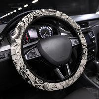 Polynesia Steering Wheel Cover Tribal Polynesian Spirit With Beige Pacific Flowers - Wonder Print Shop