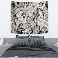 Polynesia Tapestry Tribal Polynesian Spirit With Beige Pacific Flowers - Wonder Print Shop
